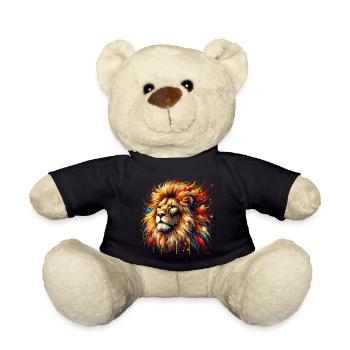 Löwe im Aquarell, bunt - Teddy - Schwarz - Vorne