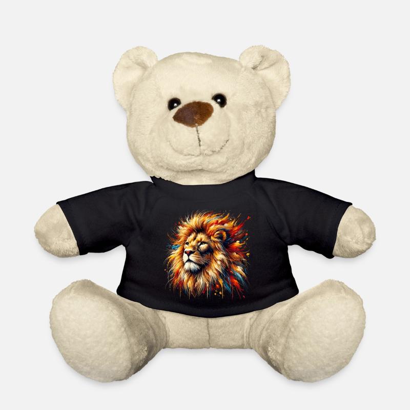 Löwe im Aquarell, bunt - Teddy - Schwarz