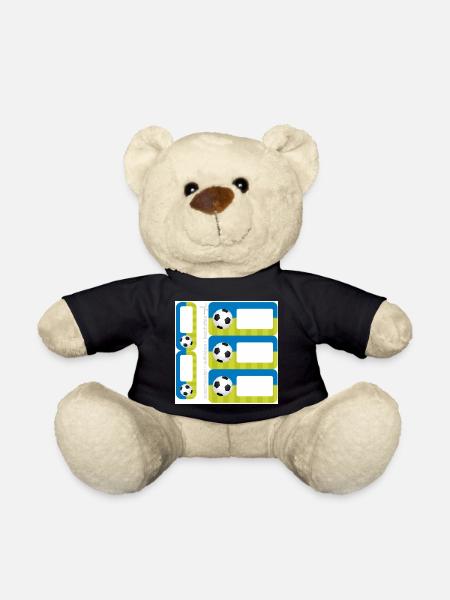 DIY School Sticker Set - Soccer Blue Green - 5 - Teddy Bear - black
