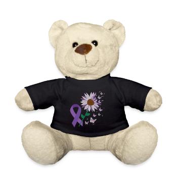 Epilepsy Purple Bow Flower Butterfly - Teddy Bear - black - Front