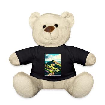 Malvern Hills Aonb Travel Poster Postcard Painting - Teddy Bear - black - Front