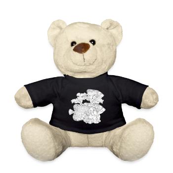 Fish in the Ocean Freedom Black and White Drawing - Teddy Bear - black - Front