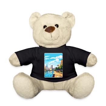 Rosario Argentina Travel Poster Souvenir Paint WPA - Teddy Bear - black - Front