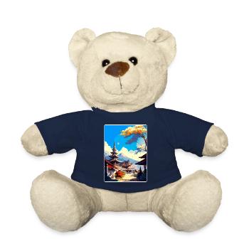 Chiang Mai Thailand Vintage Travel Poster Souvenir - Teddy Bear - french navy - Front