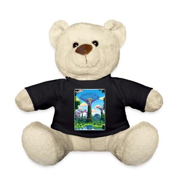Supertree Grove Singapore Travel Poster Souvenir - Teddy Bear - black - Front