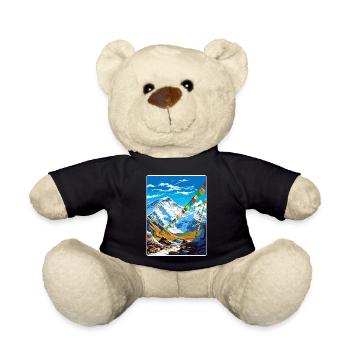 Mount Everest China Vintage Travel Poster Souvenir - Teddy Bear - black - Front