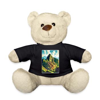 Machu Picchu Pérou Affiche de voyage Peinture Souvenir WPA - Nounours - noir - Devant