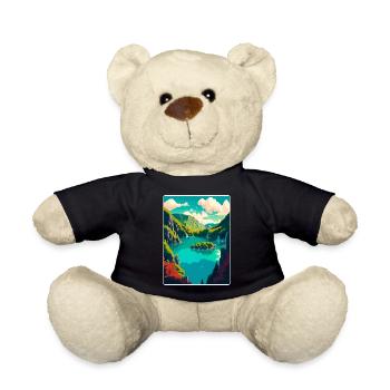 Plitvice Lake National Park Croatia Travel Poster - Teddy Bear - black - Front