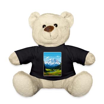 Mount Rainer New National Park Travel Poster WPA - Teddy Bear - black - Front