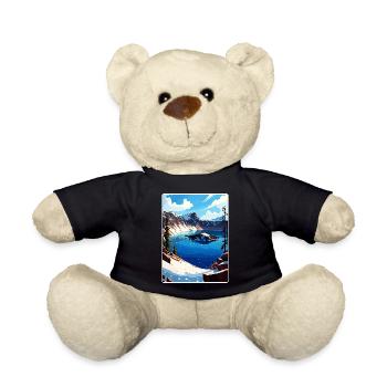 Crater Lake Snow National Park Travel Poster WPA - Teddy Bear - black - Front