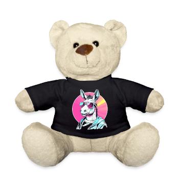 Pop Art Esel mit Sonnenbrille Hoodie - Teddy - Schwarz - Vorne