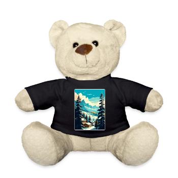 Megève Ski Les Arcs Skifahren Reiseposter Souvenir - Teddy - Schwarz - Vorne