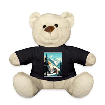St Mortiz Ski Skifahren Reise Poster Souvenir WPA - Teddy - Schwarz - Vorne