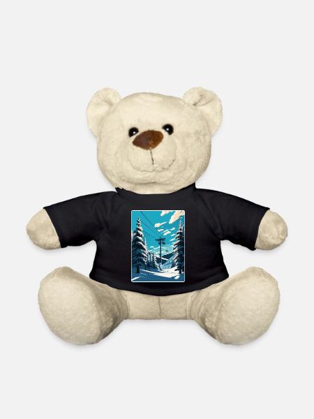 St Anton Ski Skifahren Vintage Reise Poster Souvenir - Teddy - Schwarz