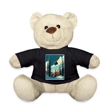 Snowbird Ski Skiing Vintage Travel Poster Souvenir - Teddy Bear - black - Front