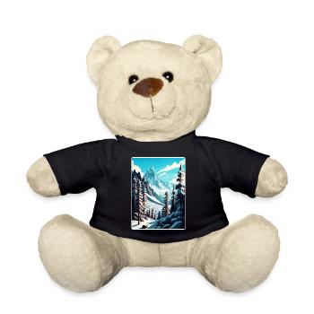 Chamonix Ski Skiing Vintage Travel Poster Souvenir - Teddy Bear - black - Front
