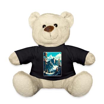 Chamonix Ski Skiing Vintage Travel Poster Souvenir - Teddy Bear - black - Front