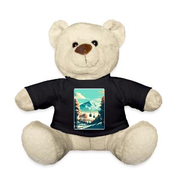 Niseko Ski Skiing Travel Poster Souvenir Paint WPA - Teddy Bear - black - Front