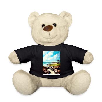 The Link At Spanish Bay Golf Travel Poster Card - Teddy Bear - black - Front