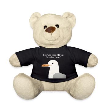 Seagull Saying Funny Be Like a Seagull Humor - Teddy Bear - black - Front