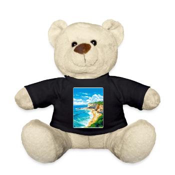 Sicily Italy Travel Poster Souvenir Postcard Paint - Teddy Bear - black - Front