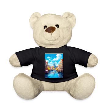 Amsterdam Netherlands Travel Poster Souvenir WPA - Teddy Bear - black - Front