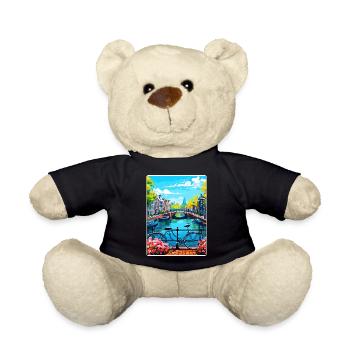 Amsterdam Netherlands Travel Poster Souvenir WPA - Teddy Bear - black - Front
