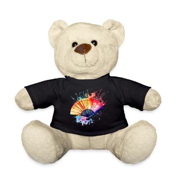 Vibrant Watercolor Fan - Teddy Bear - black - Front