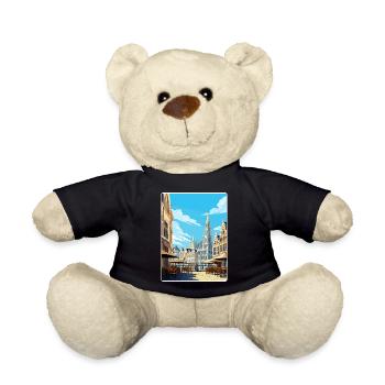 Brussels Belgium Travel Poster Souvenir Paint WPA - Teddy Bear - black - Front