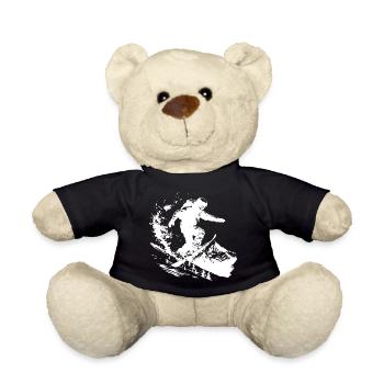 Snowboarder Drawing - Teddy Bear - black - Front