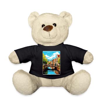 Amsterdam Netherlands Travel Poster Souvenir WPA - Teddy Bear - black - Front