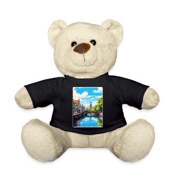 Amsterdam Netherlands Travel Poster Souvenir WPA - Teddy Bear - black - Front
