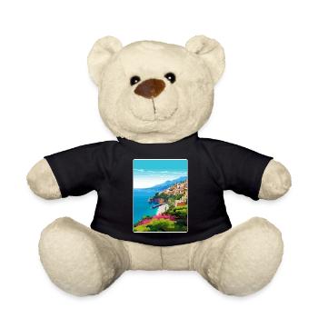 Amalfi Italy Travel Poster Souvenir Postcard Paint - Teddy Bear - black - Front