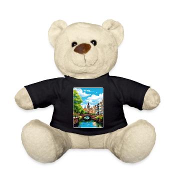 Amsterdam Netherlands Travel Poster Souvenir WPA - Teddy Bear - black - Front