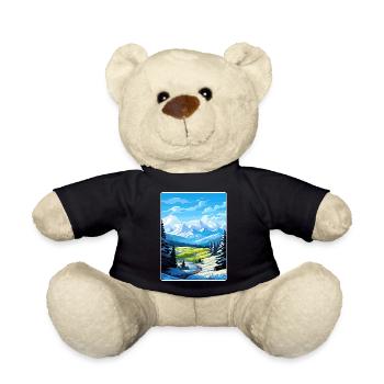 French Alps France Travel Poster Souvenir Paint WP - Teddy Bear - black - Front