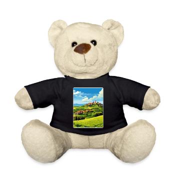 Italy Travel Poster Souvenir WPA Postcard Painting - Teddy Bear - black - Front