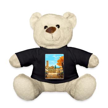 Volterra Italy Travel Poster Souvenir Painting WPA - Teddy Bear - black - Front