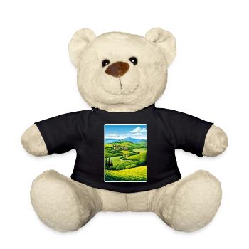 Tuscany Italy Travel Poster Souvenir Painting WPA - Teddy Bear - black - Front