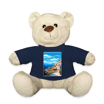Hydra Greece Travel Poster Souvenir Postcard Paint - Teddy Bear - french navy - Front