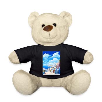 Mykonos Grèce Affiche de voyage Peinture Souvenir WPA - Nounours - noir - Devant