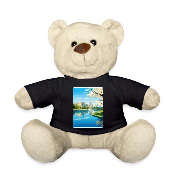 Bucharest Romania Travel Poster Souvenir Paint WPA - Teddy Bear - black - Front
