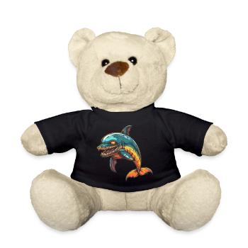 Dolphin Halloween Comic Funny - Teddy Bear - black - Front