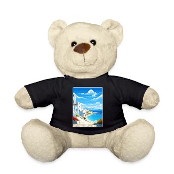 Paros Greece Travel Poster Souvenir Postcard Paint - Teddy Bear - black - Front