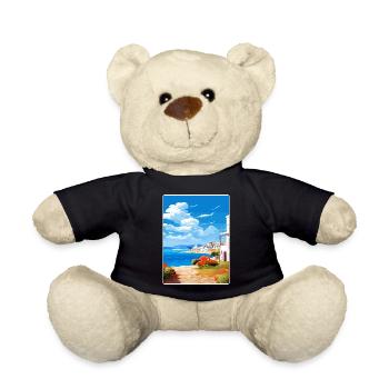 Paros Greece Travel Poster Souvenir Postcard Paint - Teddy Bear - black - Front