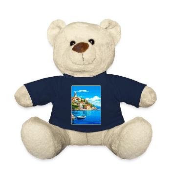 Paxos Grèce Affiche de voyage Souvenir Carte Postale Peinture - Nounours - bleu marine - Devant
