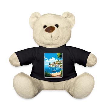 Porto Heli Greece Travel Poster Souvenir Paint WPA - Teddy Bear - black - Front