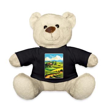 Tuscany Italy Travel Poster Souvenir Painting WPA - Teddy Bear - black - Front
