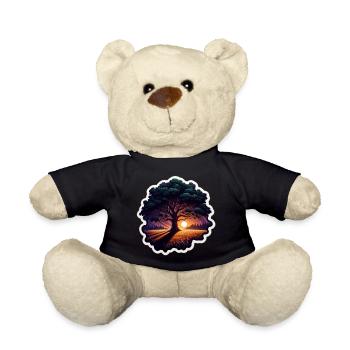 Sonnenuntergangsbaum Sticker - Teddy - Schwarz - Vorne