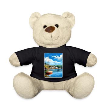 Fowey River Angleterre Affiche de voyage vintage souvenir - Nounours - noir - Devant