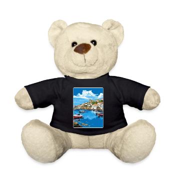 Mevagissey Angleterre Affiche de voyage Peinture Souvenir WP - Nounours - noir - Devant